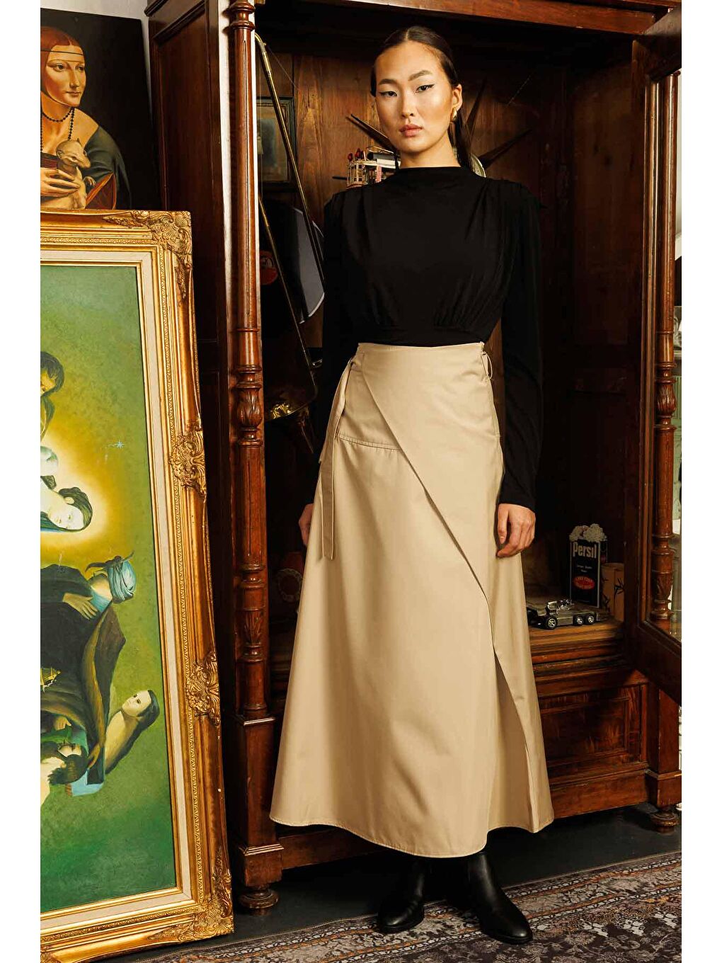 Asimetrik Limited Etek - Bej