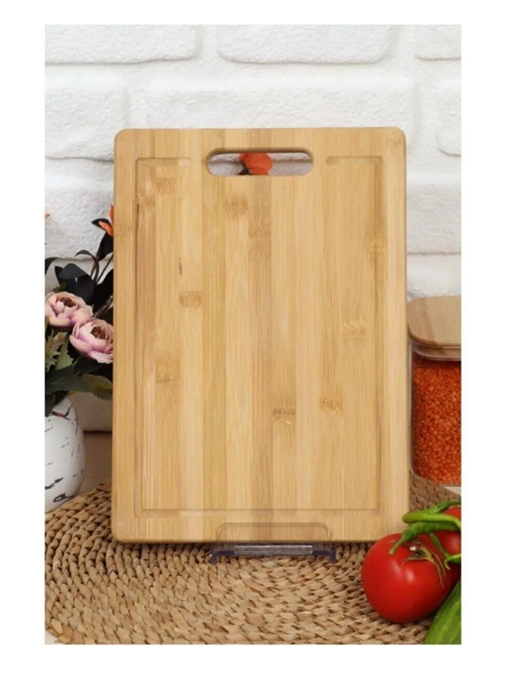 Kitchen Design Lab Açık Kahverengi Bambu Orta Boy Kesim Panosu - Bambu Kesim Tahtası 22 Cm X 32 Cm Kesme Tahtası