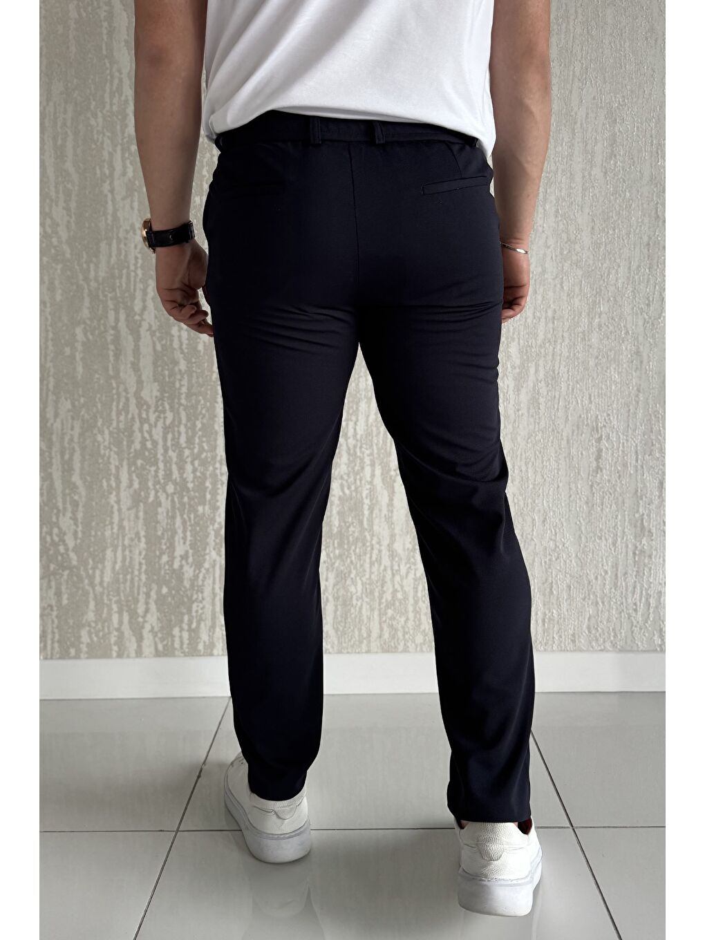 Lacivert Bel Bağcıklı Fermuarlı Erkek Jogger Pantolon-2