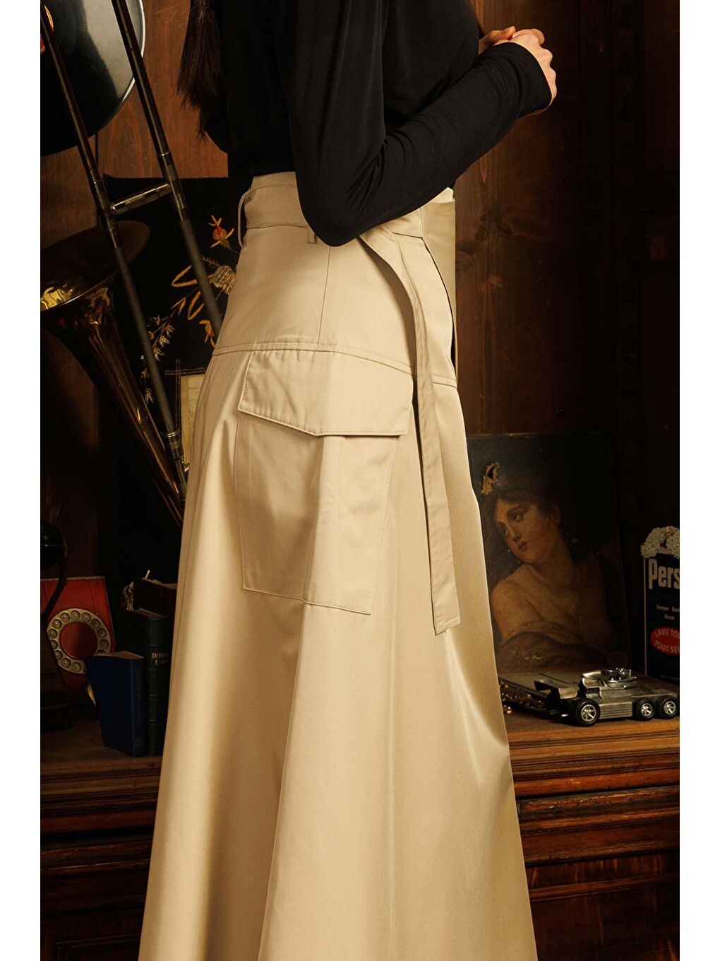 Asimetrik Limited Etek - Bej-2