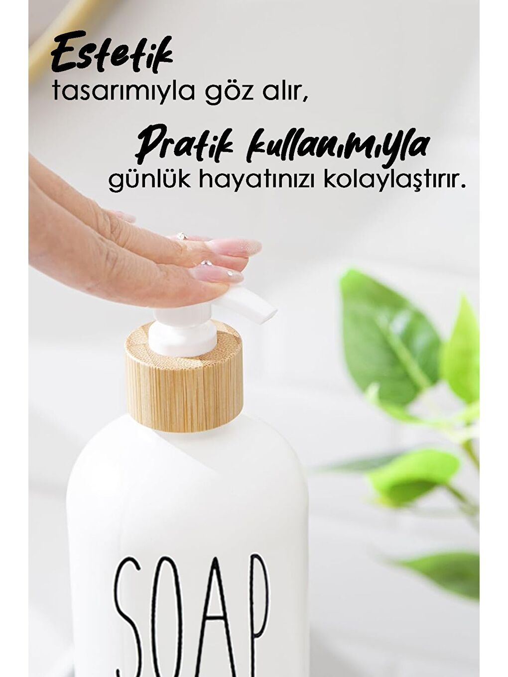 2 Adet Mutfak Banyo Sıvı Sabunluk Cam Sıvı Sabun Şişesi 500 ml Beyaz-3