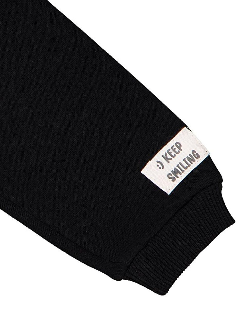 Siyah Baby Keep Smiling Etiketli Basic 6-18 Ay Sweatshirt-2