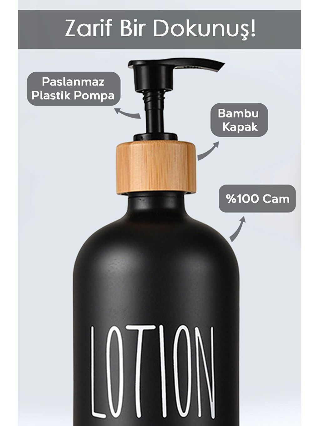 2 Adet Banyo Sıvı Sabunluk Cam Losyon Şampuan Şişesi 500 ml Siyah-3