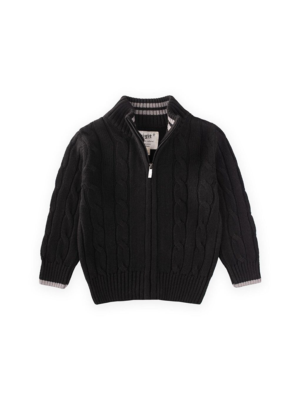 Saç Örgü Triko Hırka 2-11 Yaş Siyah