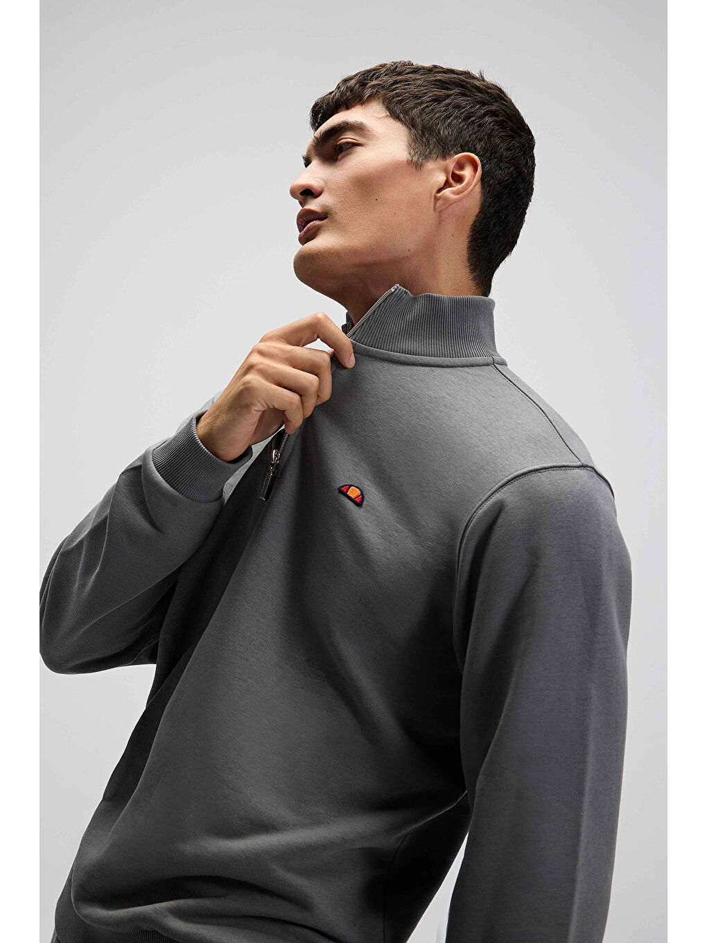 Antrasit Pamuklu Regular Fit Yarım Fermuarlı Dik Yaka Sweat EM580-ANT-4