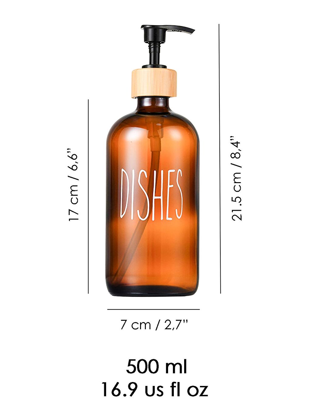 Turuncu 1 Adet Mutfak Sıvı Sabunluk Cam Bulaşık Deterjanı Şişesi 500 ml Amber-4