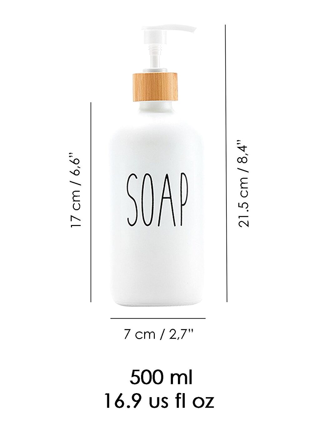 1 Adet Mutfak Banyo Sıvı Sabunluk Cam Sıvı Sabun Şişesi 500 ml Beyaz-4