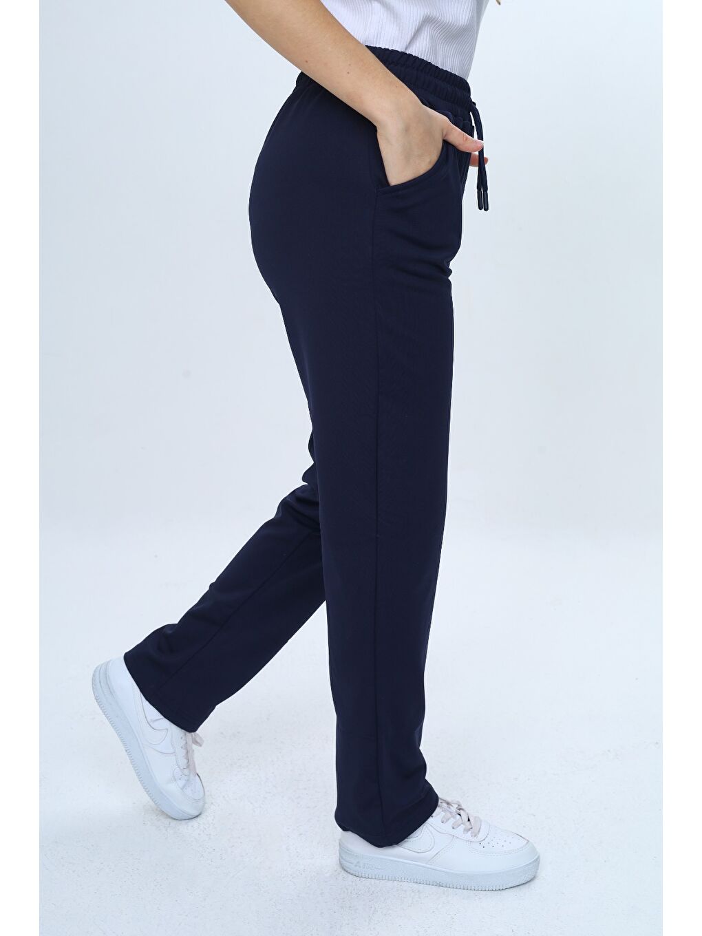 Lacivert Unisex Çocuk Beli Paçası Lastikli Cepli Basic Eşofman Altı-2