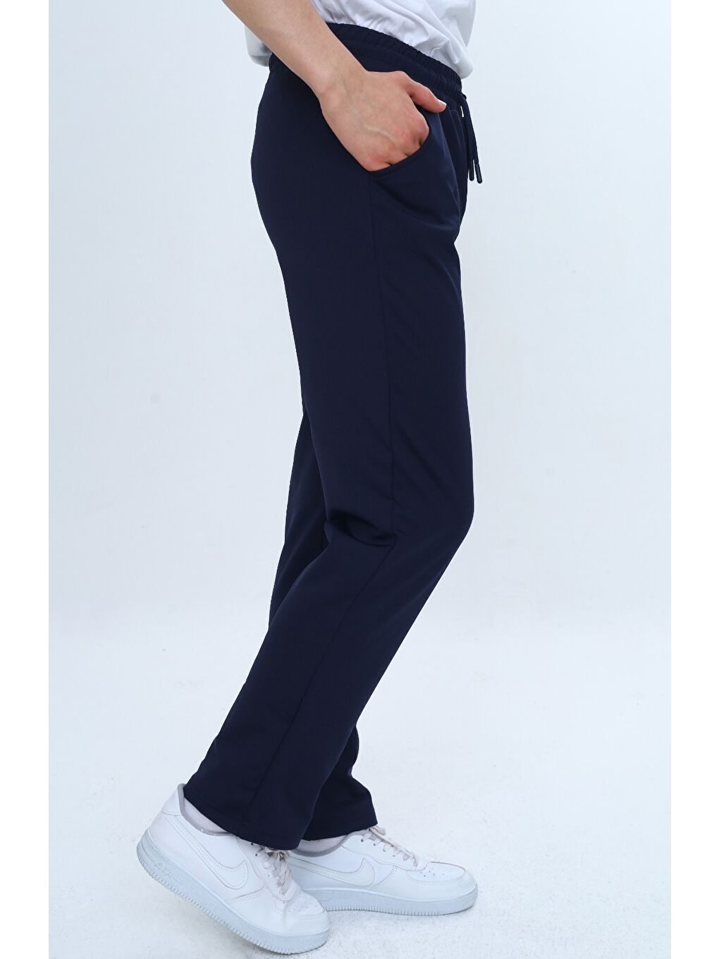 Lacivert Unisex Çocuk Beli Paçası Lastikli Cepli Basic Eşofman Altı-8