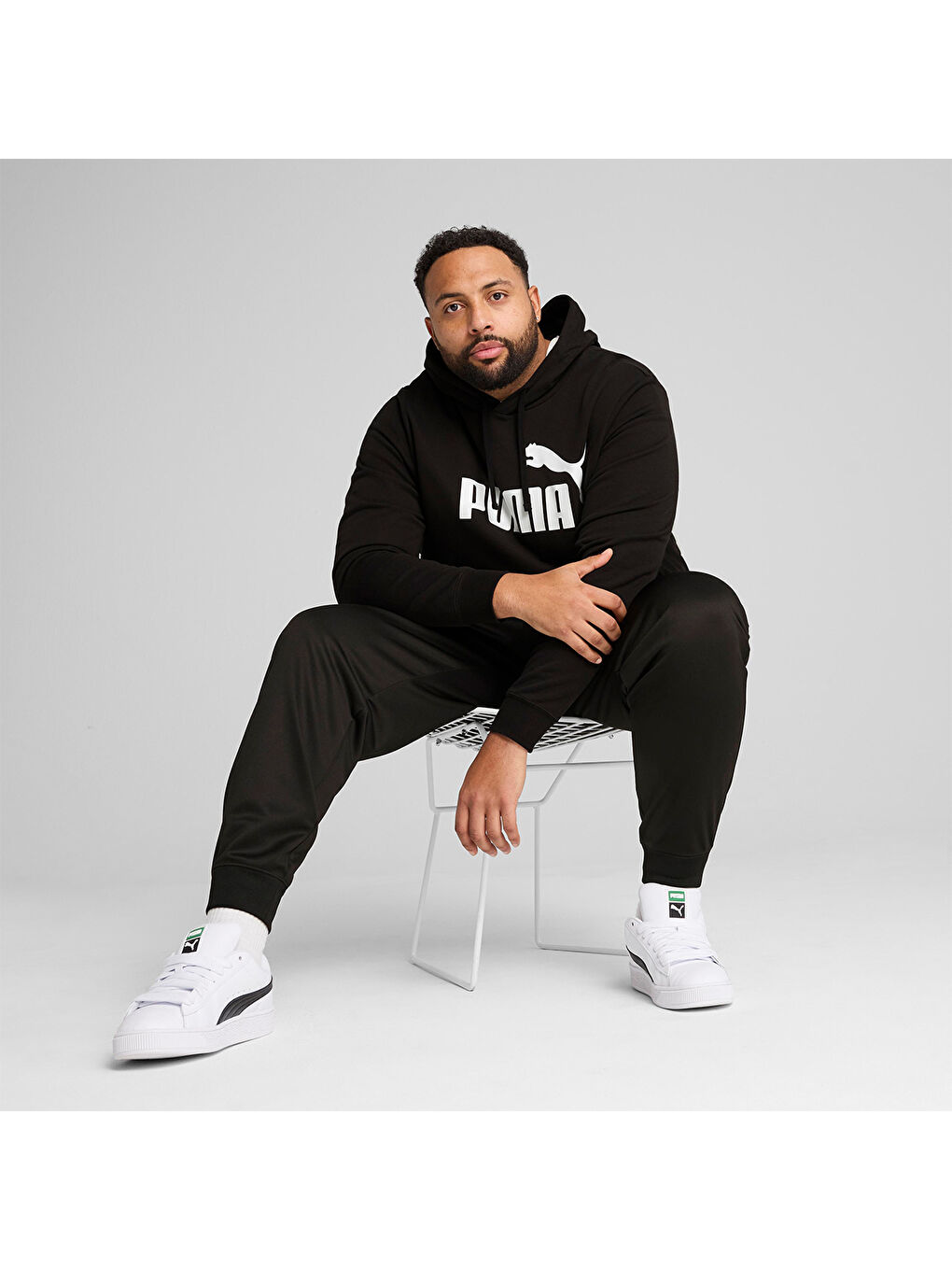 Essentials No 1 Logo Erkek Siyah Kapüşonlu Sweatshirt-2