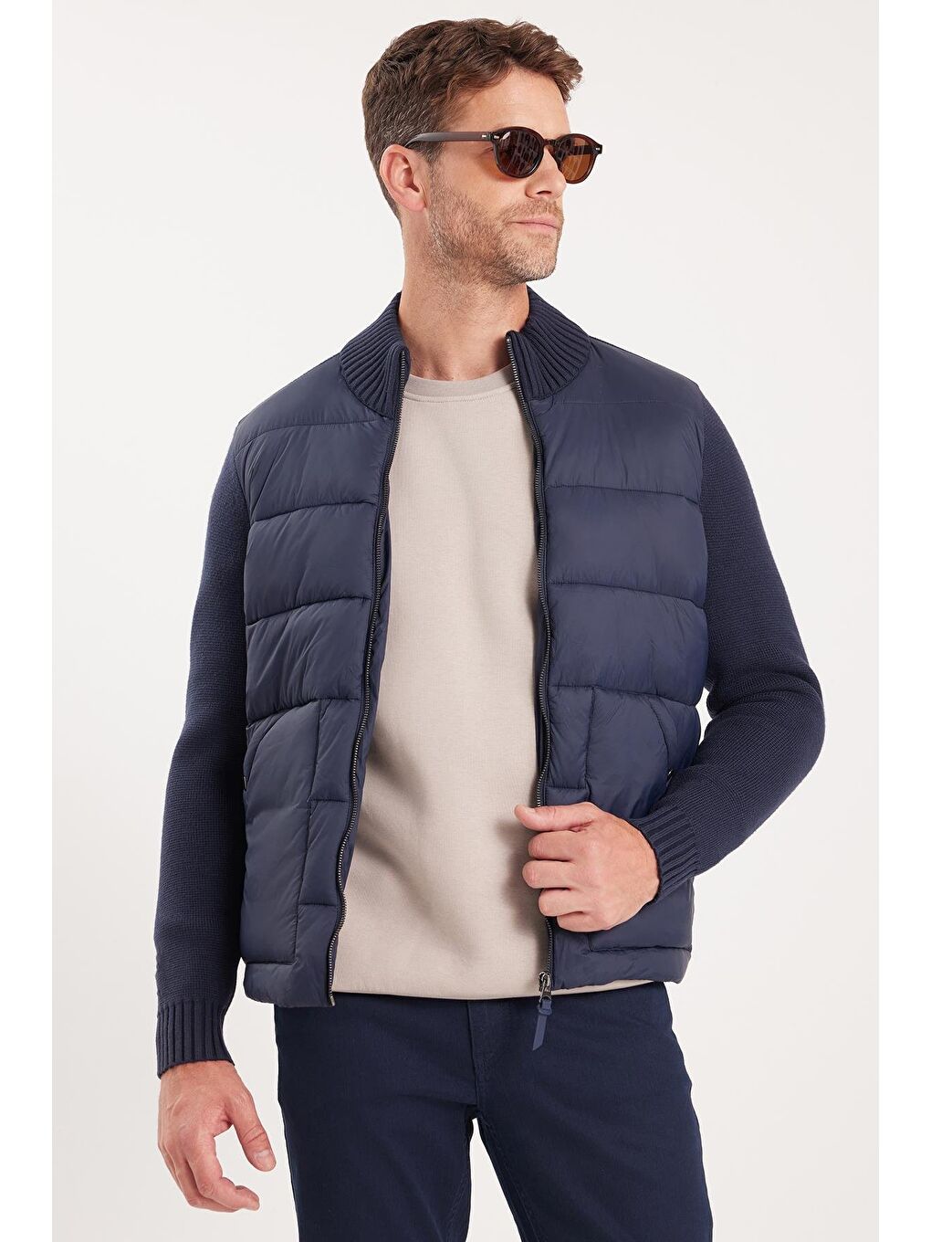 Erkek Regular Fit Klasik Kesim Fermuarlı Çift Cepli Sıcak Tutan Dik Yaka Lacivert Mont-4