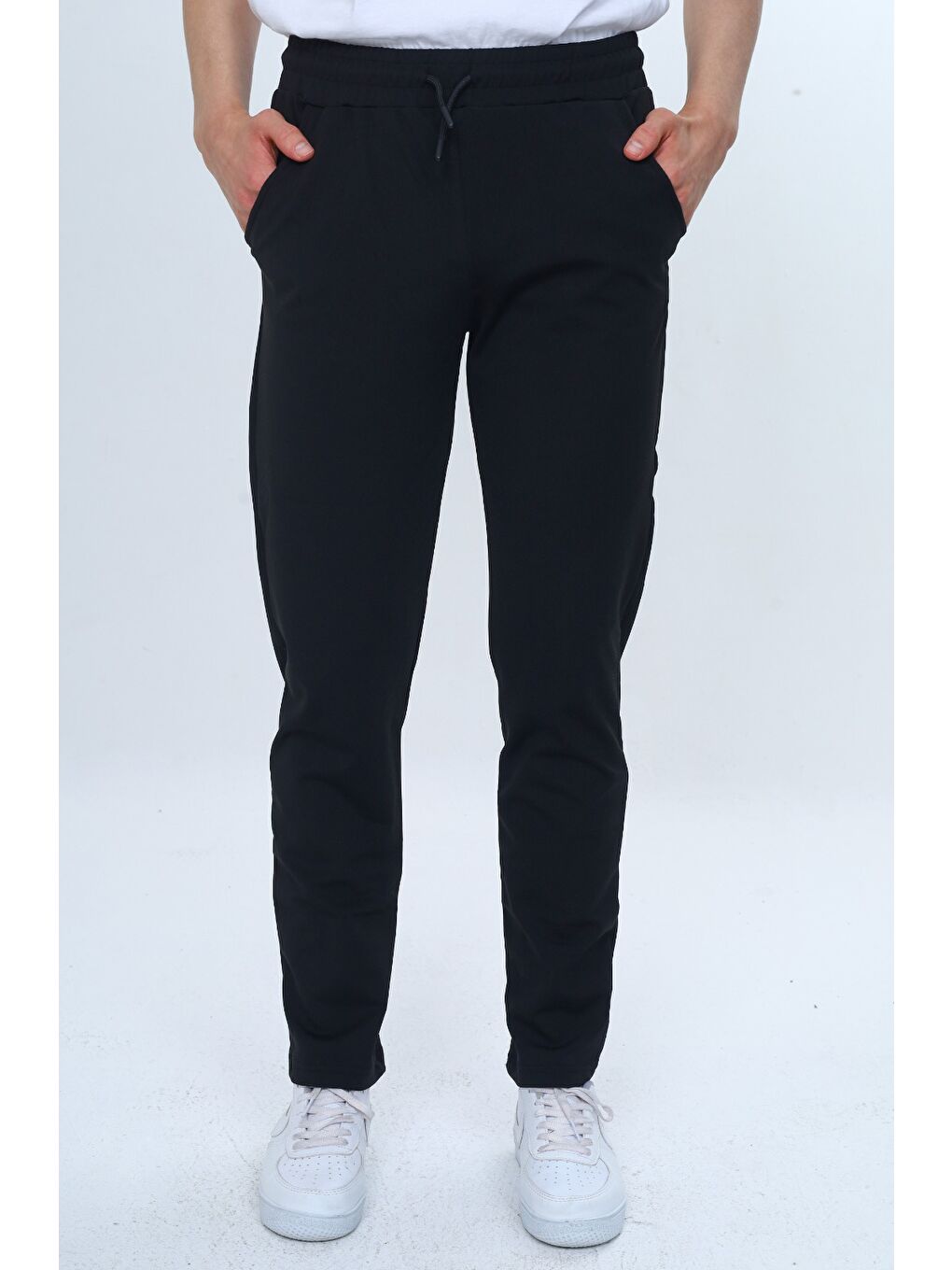 Siyah Unisex Çocuk Beli Paçası Lastikli Cepli Basic Eşofman Altı-5