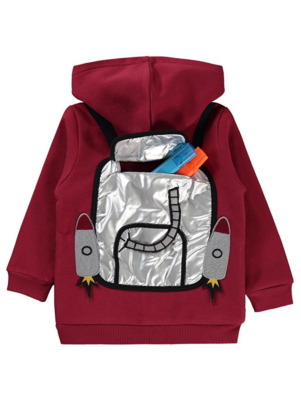 Bordo Boys Roket Çanta Baskılı 2-5 Yaş Hırka-1