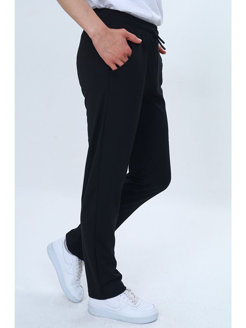 Siyah Unisex Çocuk Beli Paçası Lastikli Cepli Basic Eşofman Altı-8