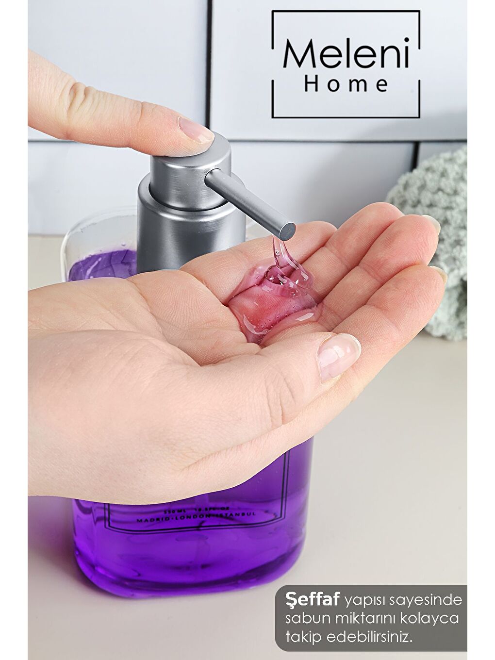 Renksiz 1 Adet Şeffaf Cam Sıvı Sabunluk Banyo Mutfak El Sabunu Sıvı Sabun Şişesi 550 ml-2