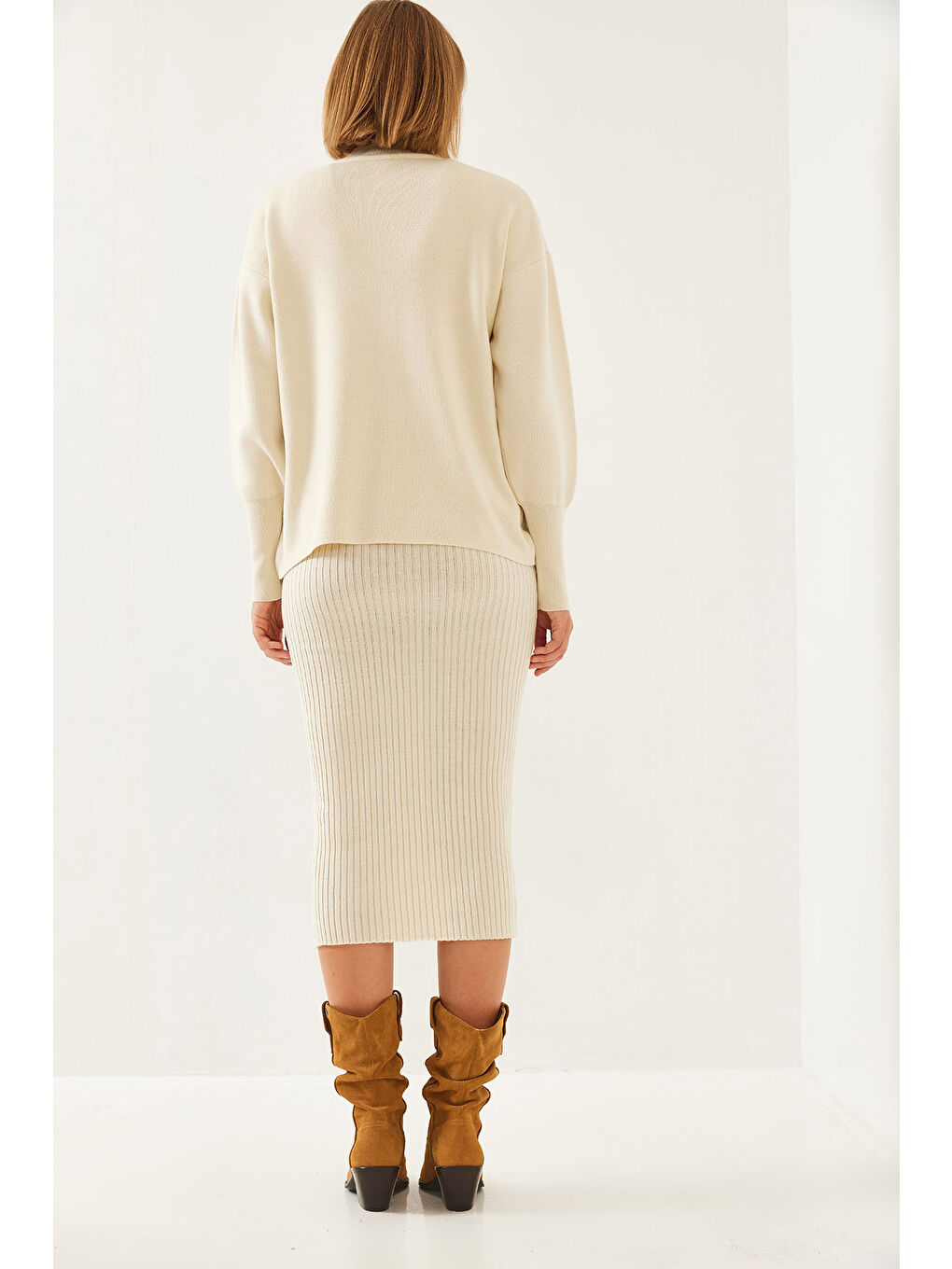 Bej Kadın İkili Triko Takım-4