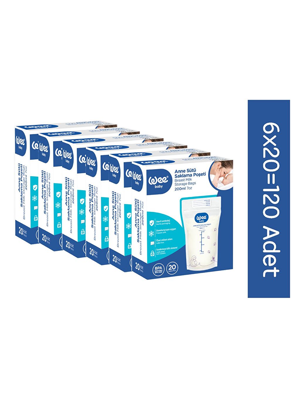 Süt Saklama Poşeti Seti (20x6 120 Adet)-1