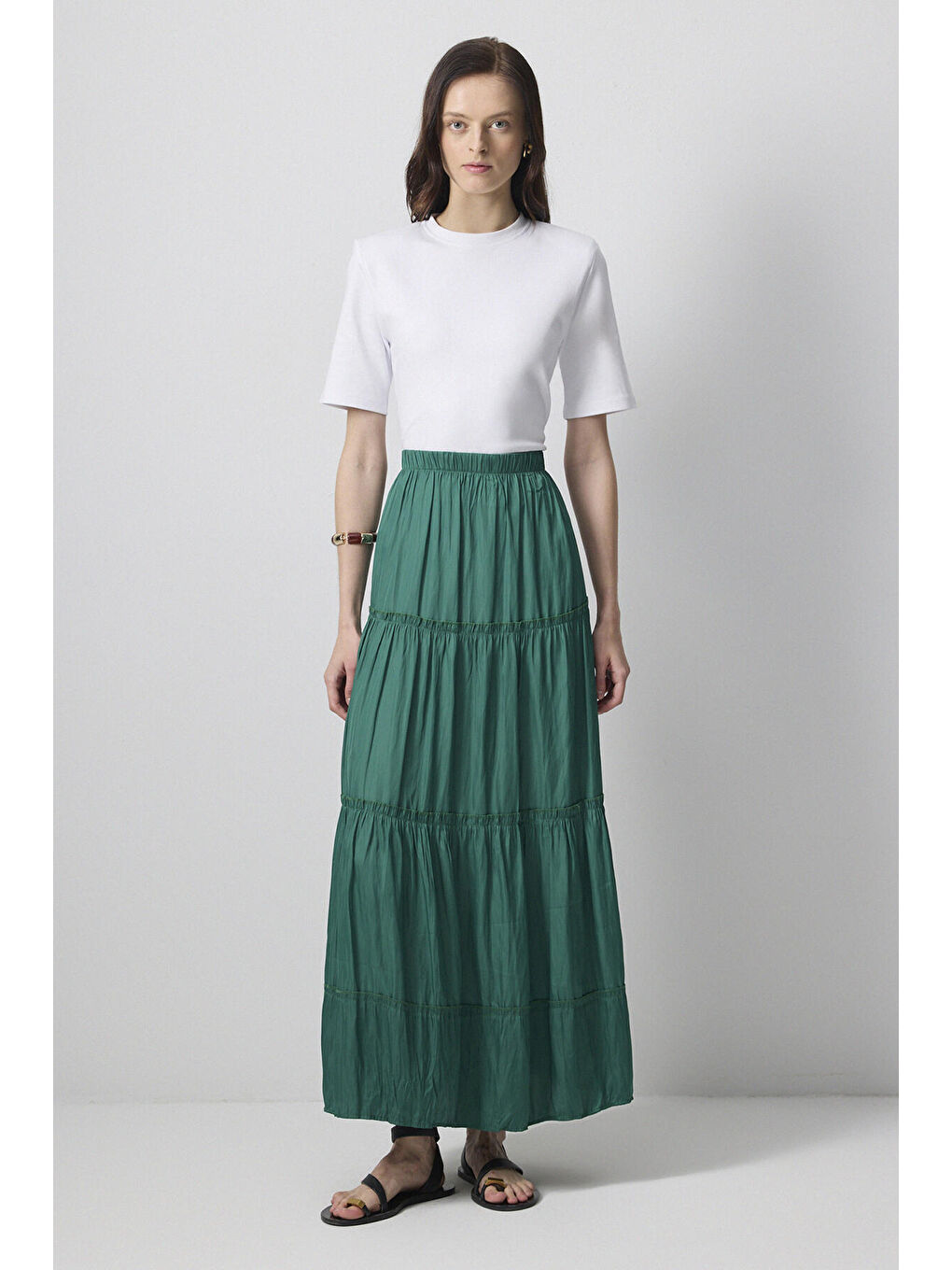 Yeşil Beli Lastikli Etek