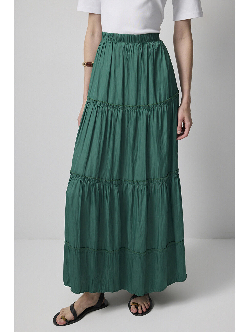 Yeşil Beli Lastikli Etek-1