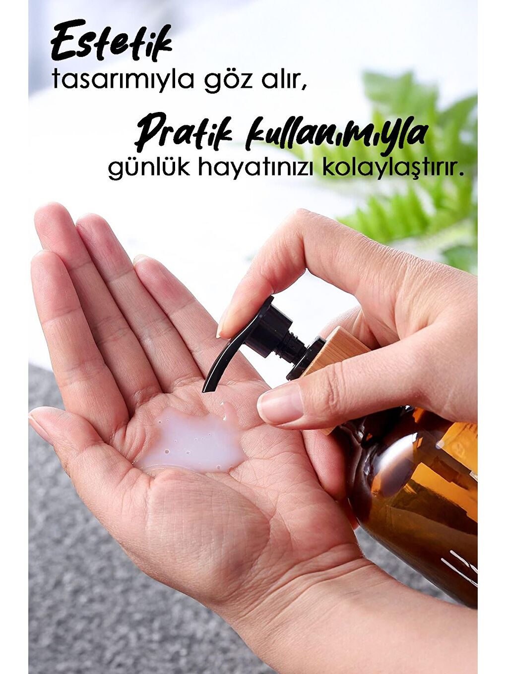 Siyah 3'lü Mutfak Banyo Sıvı Sabunluk Seti Cam Sıvı Sabun Bulaşık Deterjanı Losyon Şişesi 500 ml-3