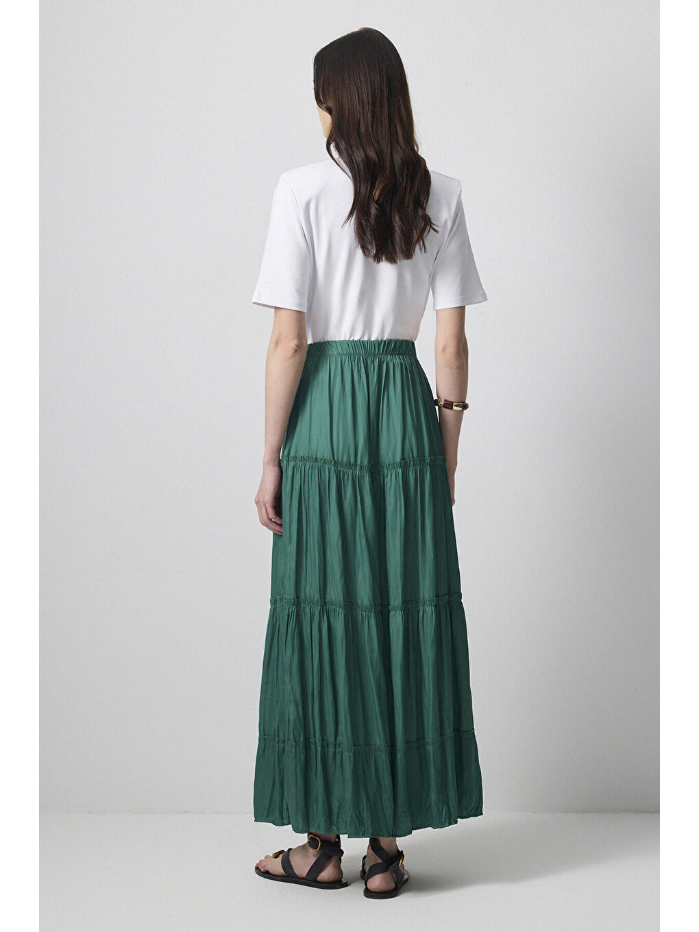 Yeşil Beli Lastikli Etek-3