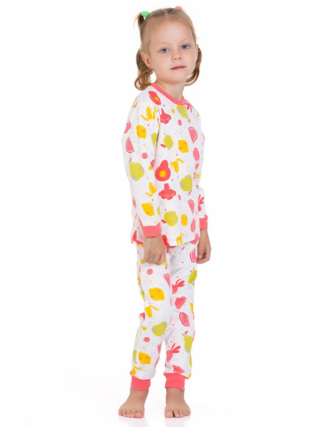 Kırmızı Meyve Sebze Desenli Kız Pijama Takımı 54323-2
