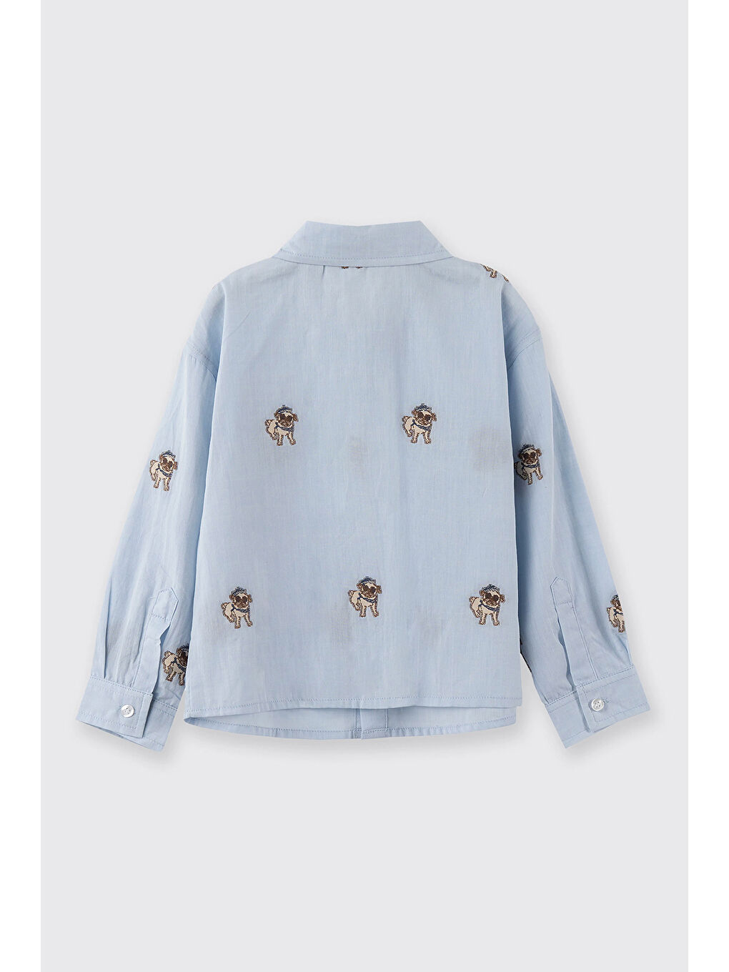 Erkek Bebek Desenli Mavi Gömlek-1