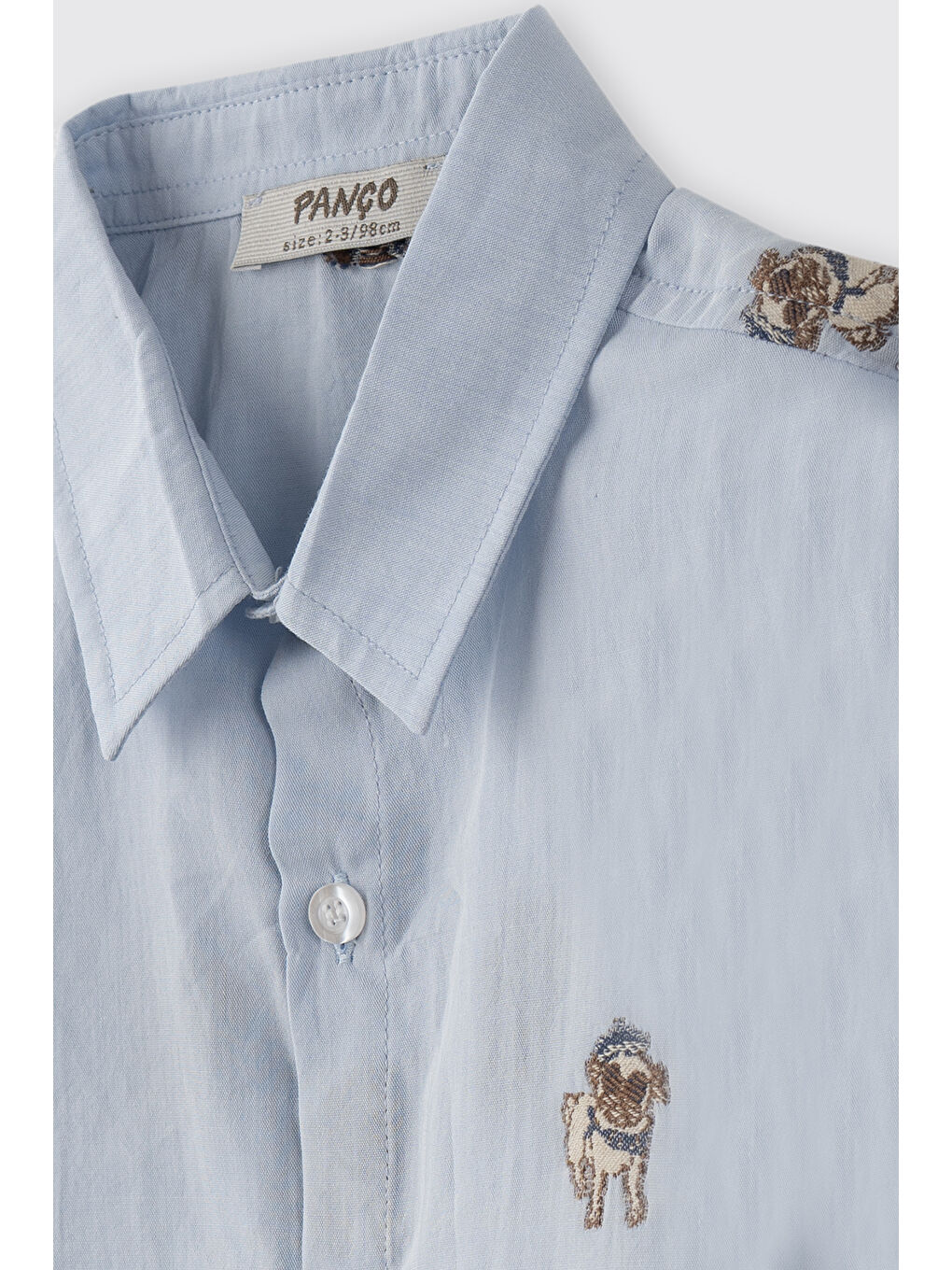 Erkek Bebek Desenli Mavi Gömlek-2