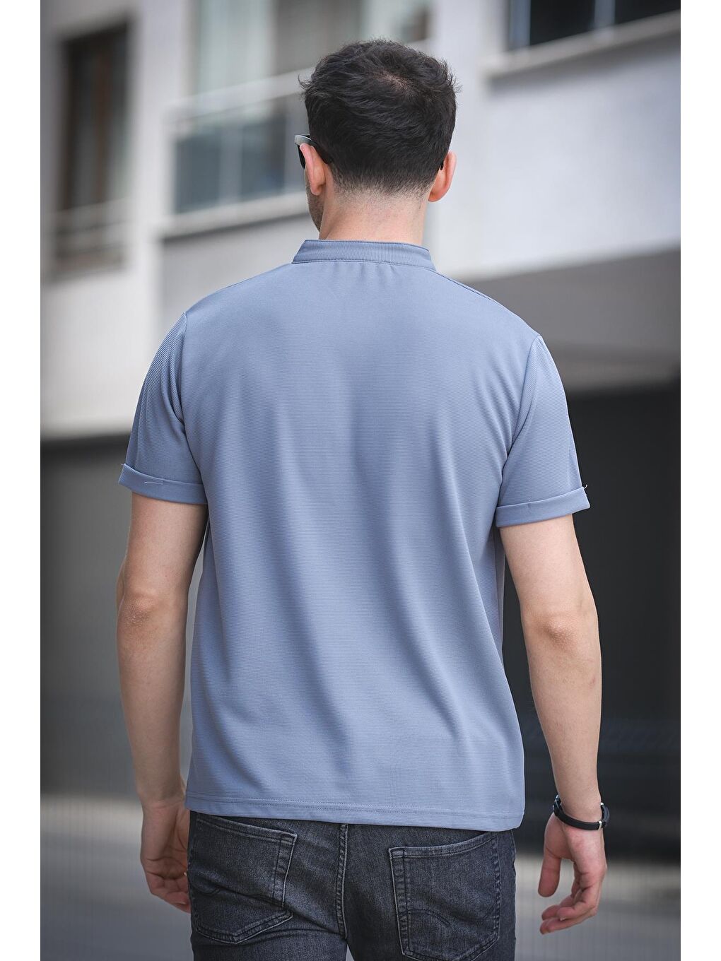 Mavi Cole Slim Fit Esnek Elastanlı Yarım Düğmeli Kısa Kol Hakim Yaka Erkek Tişört-3