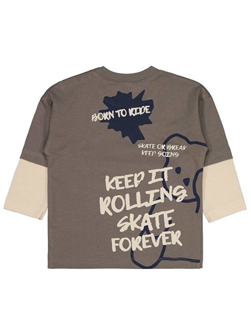 Gri Baby Ayıcık Baskılı 6-18 Ay Sweatshirt-1