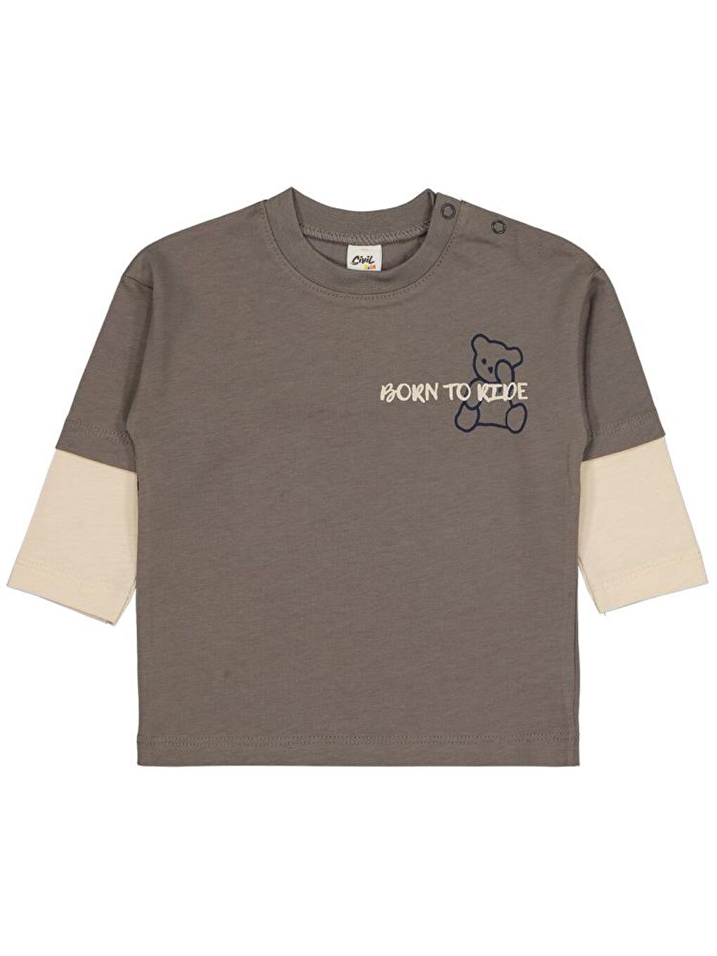 Gri Baby Ayıcık Baskılı 6-18 Ay Sweatshirt