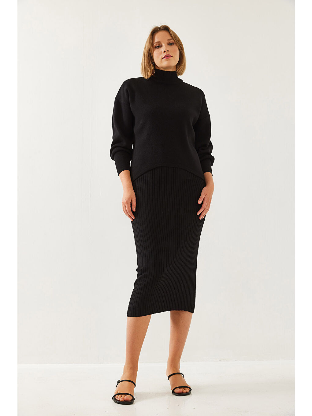 Siyah Kadın İkili Triko Takım-1