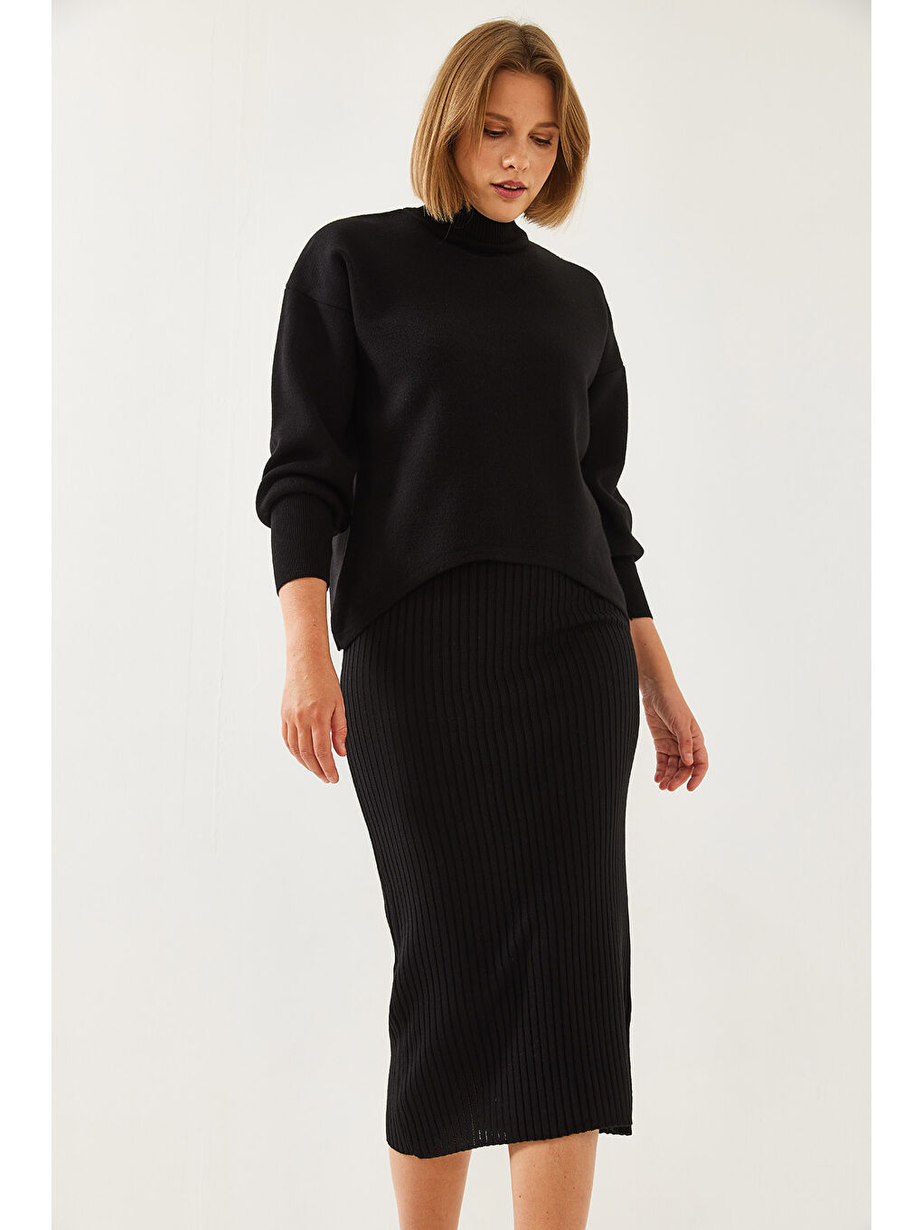 Siyah Kadın İkili Triko Takım-2