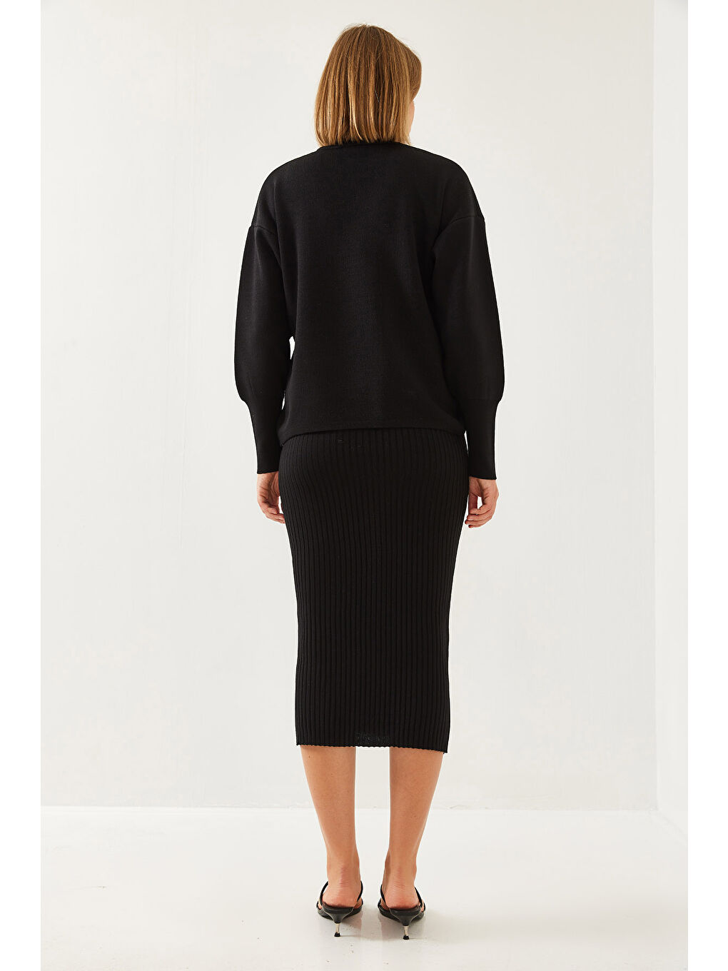 Siyah Kadın İkili Triko Takım-4