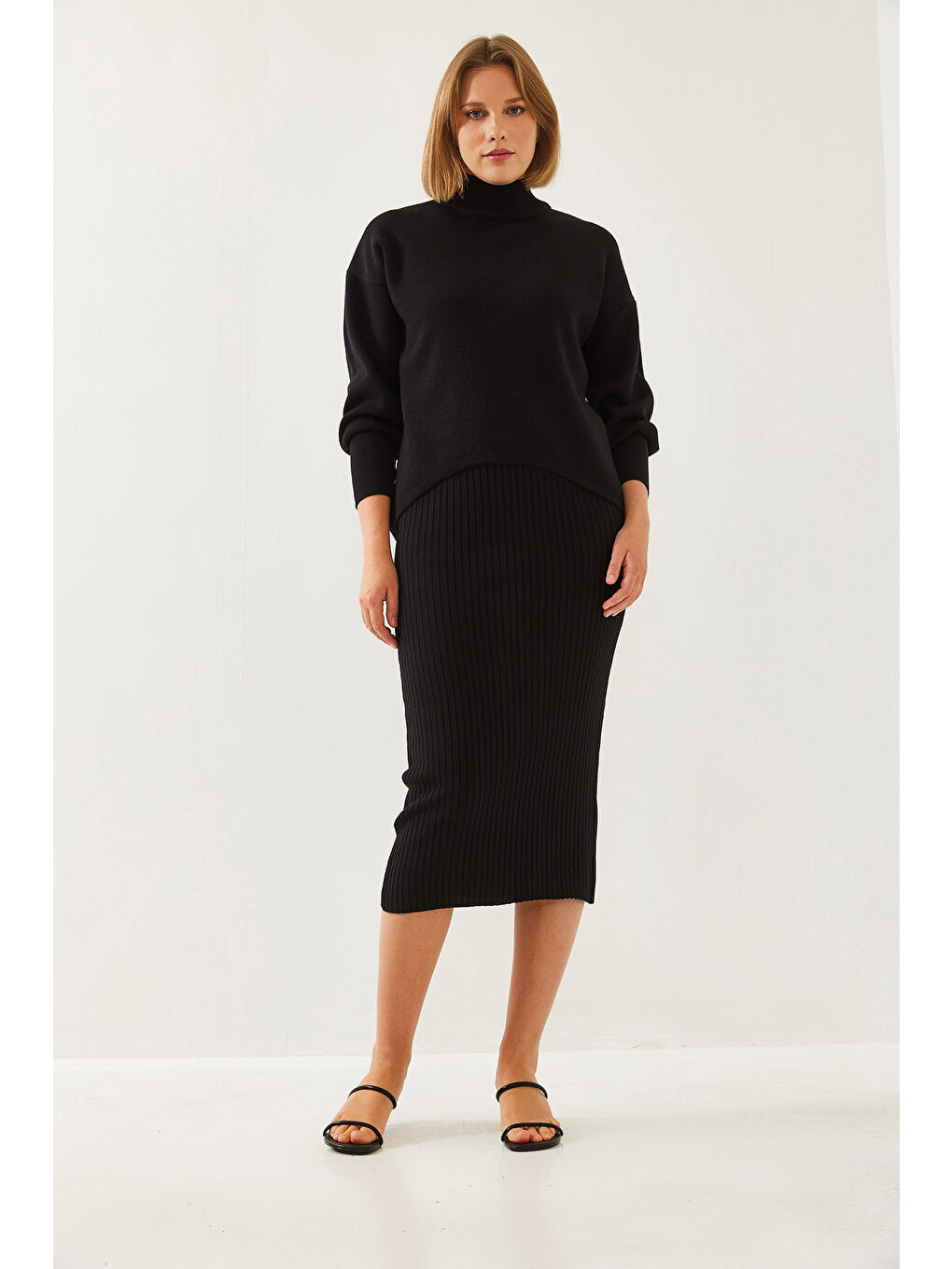 Siyah Kadın İkili Triko Takım-6