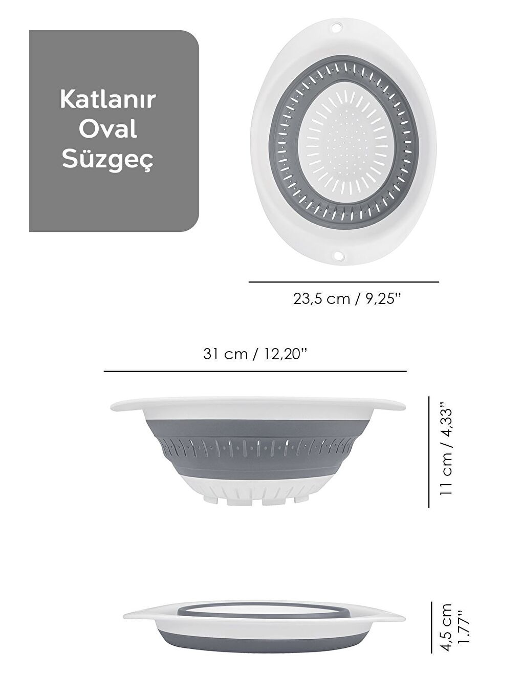 Gri 8 Parça Katlanır Akordiyon Set Katlanabilir Çamaşır Sepeti Kova Maşrapa Leğen Badya Süzgeç Seti-4