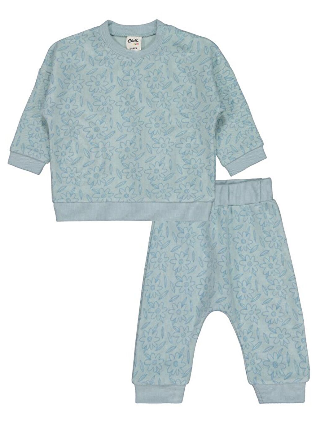 Yeşil Baby Çiçek Baskılı 6-18 Ay Takım-2