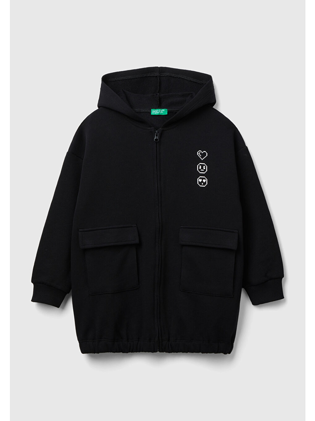 Kız Çocuk Siyah Emoji Desenli Sweatshirt