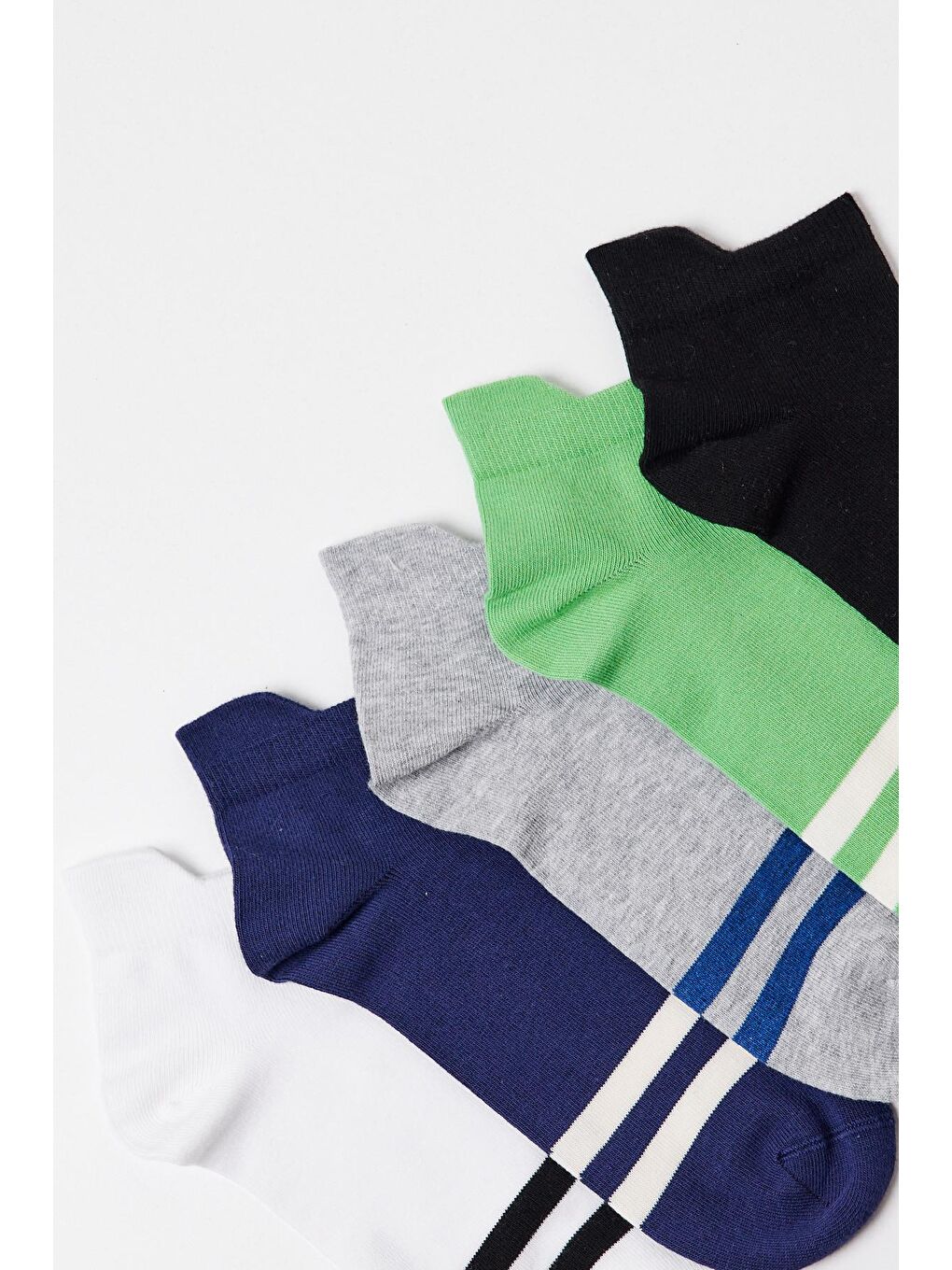 Karışık Erkek Çizgi Detaylı 5'Li Patik Çorap-1