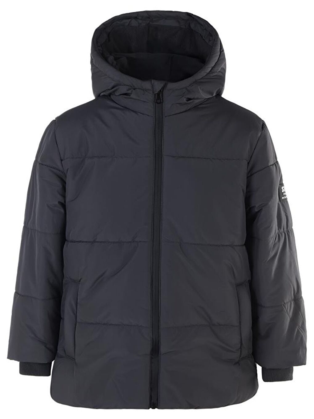 Antrasit Boys Kapüşonlu Şişme 10-13 Yaş Mont-3