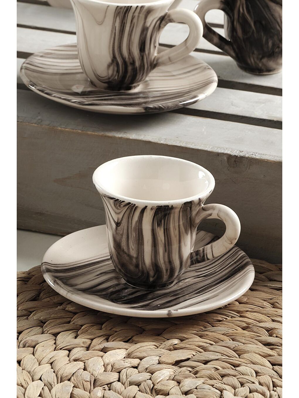 Kahverengi Viol Kahve Fincan Takımı 6 Kişilik El Yapımı Türk Kahvesi Expresso Fincanı Seti-1