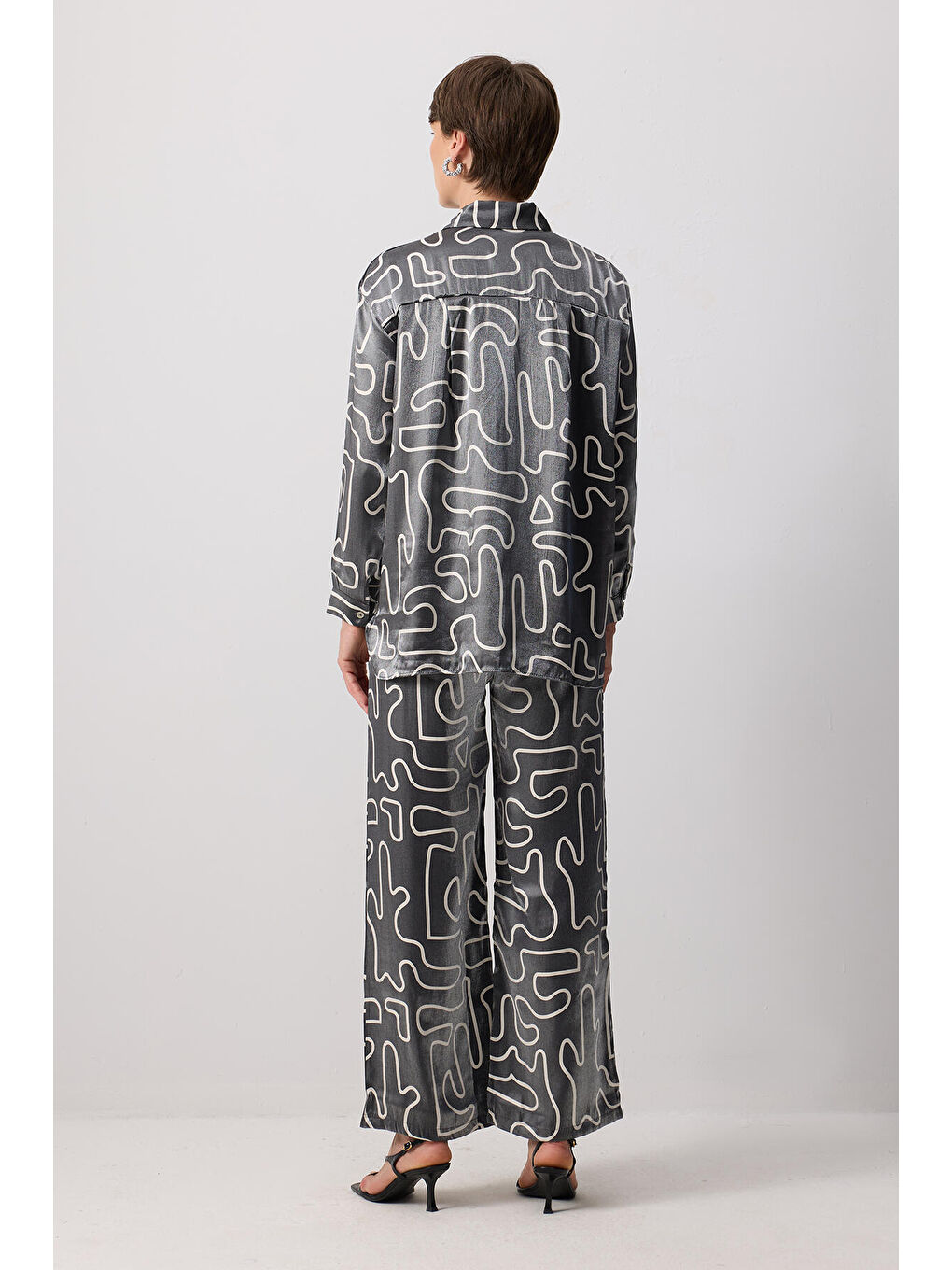 Siyah Gömlek Pantolon Viskon Takım-3