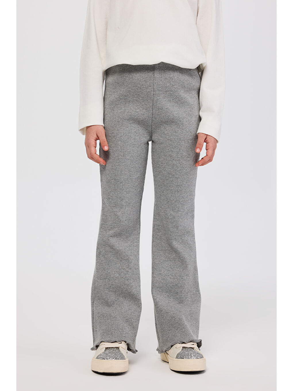 Kız Çocuk Bol Paça Gri Tayt-6