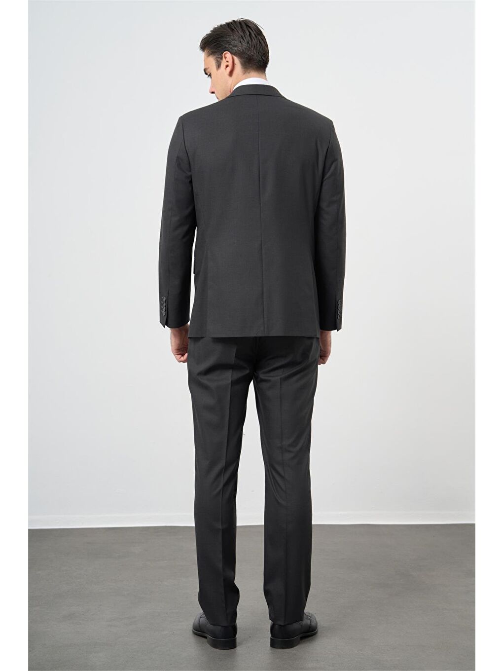 Koyu Antrasit Yünlü Elastanlı 6 Drop Comfort Fit Klasik Takım Elbise 1001235904-3
