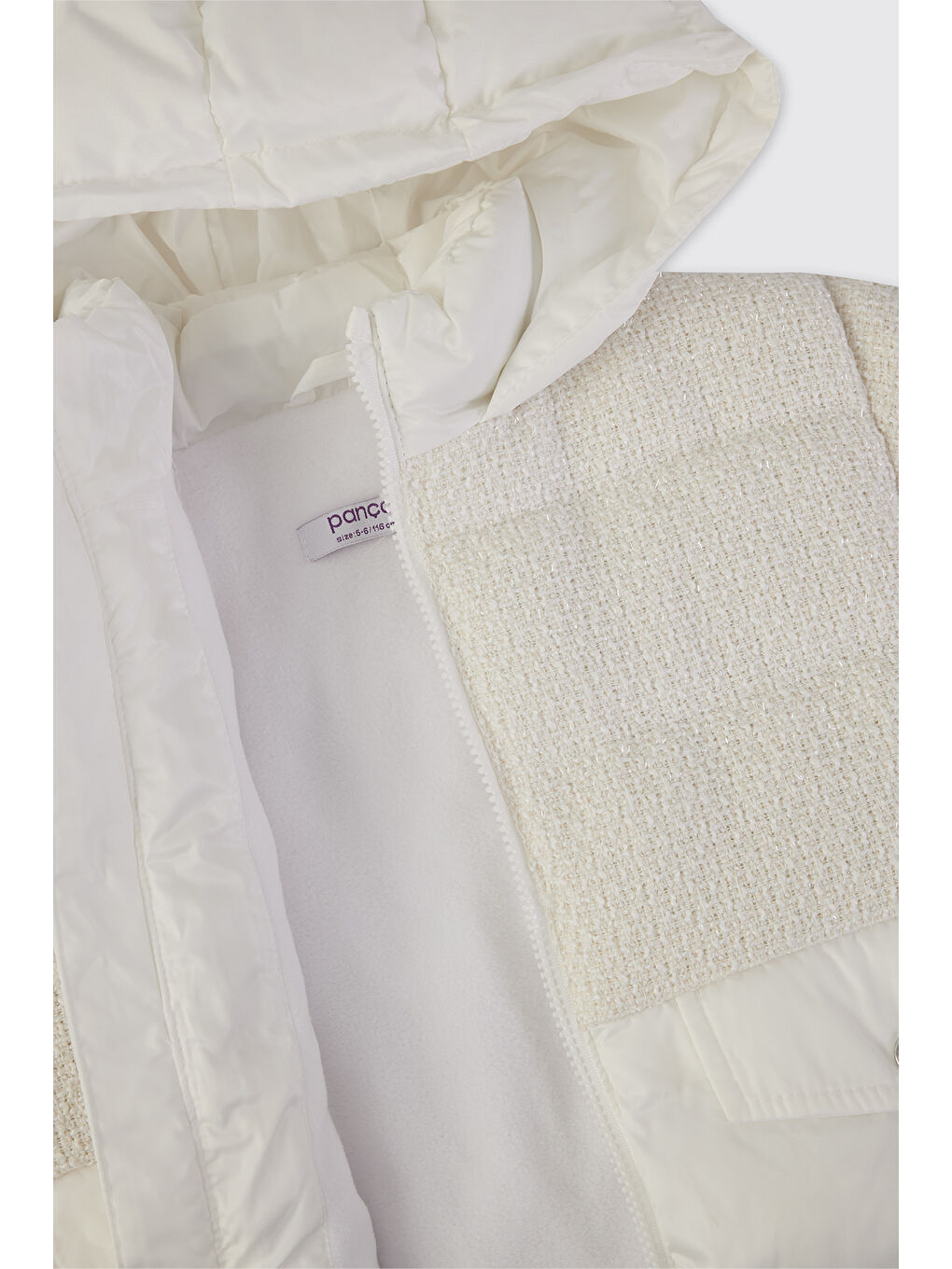 Kız Çocuk Şişme Beyaz Mont-4