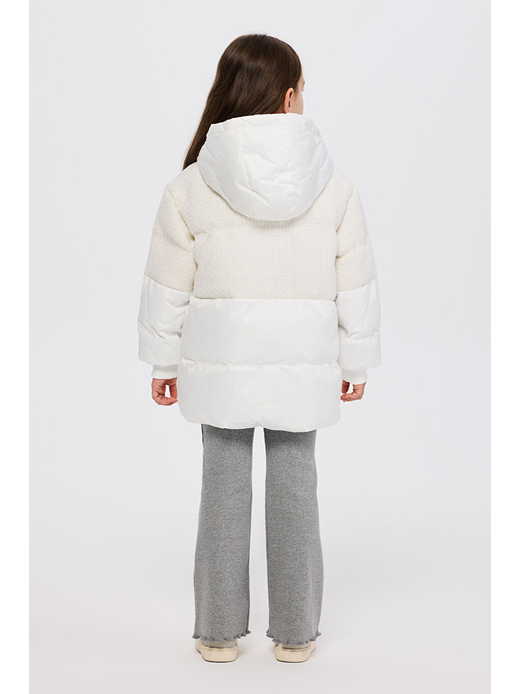 Kız Çocuk Şişme Beyaz Mont-6
