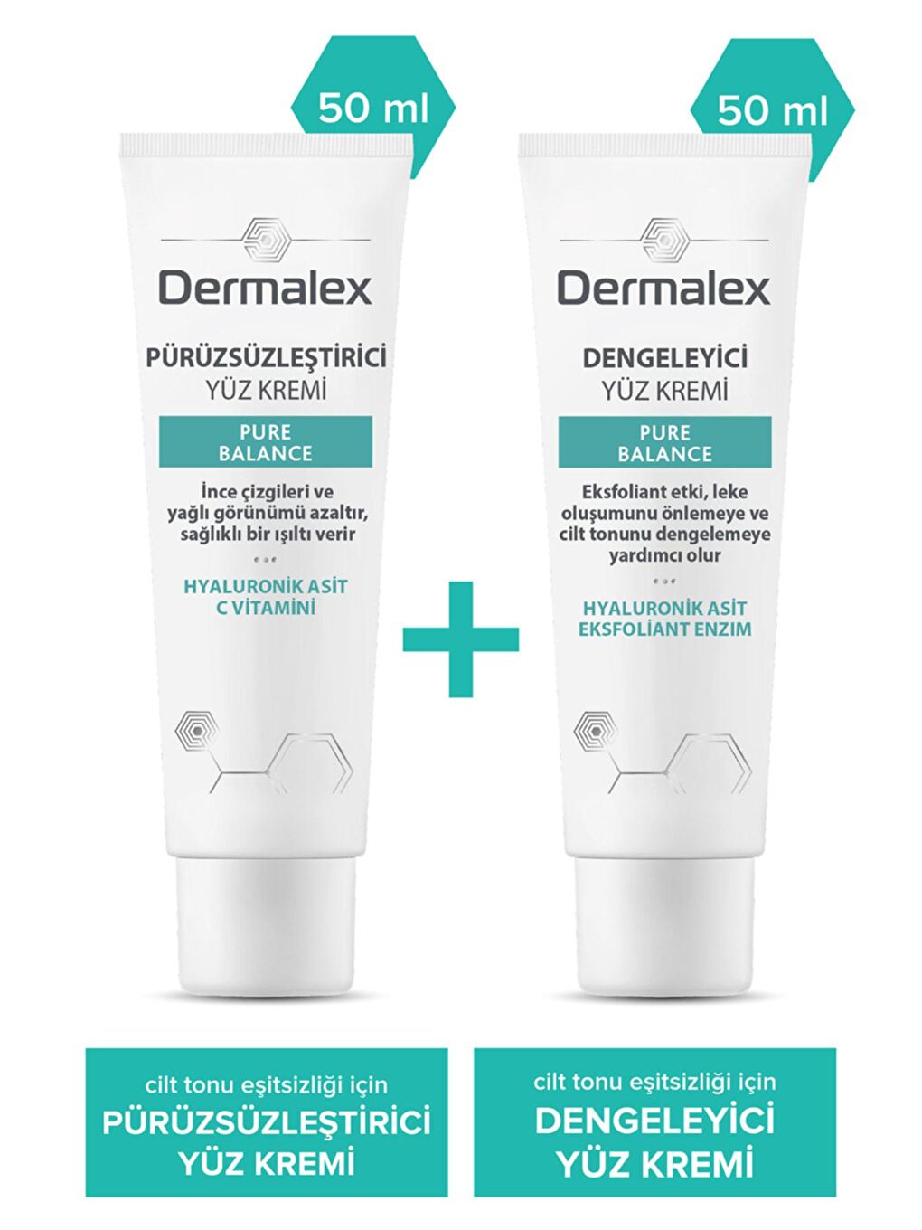 Dermalex Renksiz Pure Balance Pürüzsüzleştirici & Dengeleyici Nemlendirme Seti