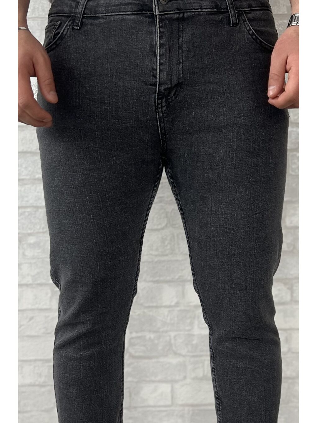 Antrasit Fermuarlı Erkek Slim Fit Jean Pantolon-2