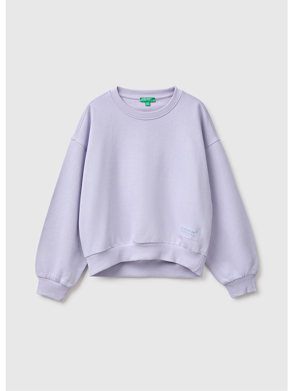 Kız Çocuk Lila Ribanalı Uzun Kollu Bisiklet Yaka Sweatshirt