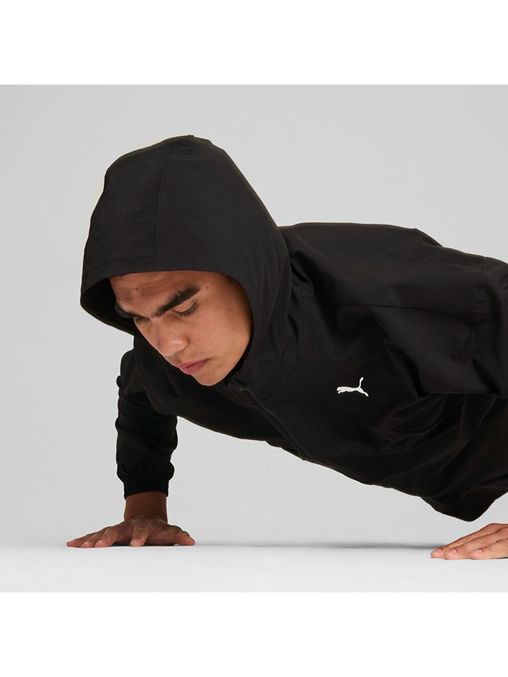 Fit Woven Full Zip Erkek Siyah Fermuarlı Sweatshirt-1